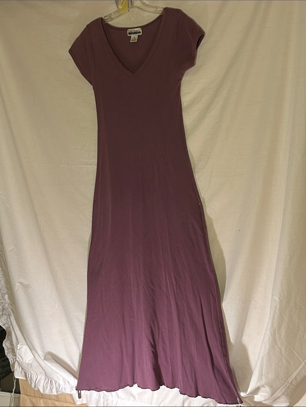 Contempo V-Neck Purple Maxi Dress, Short Sleeve